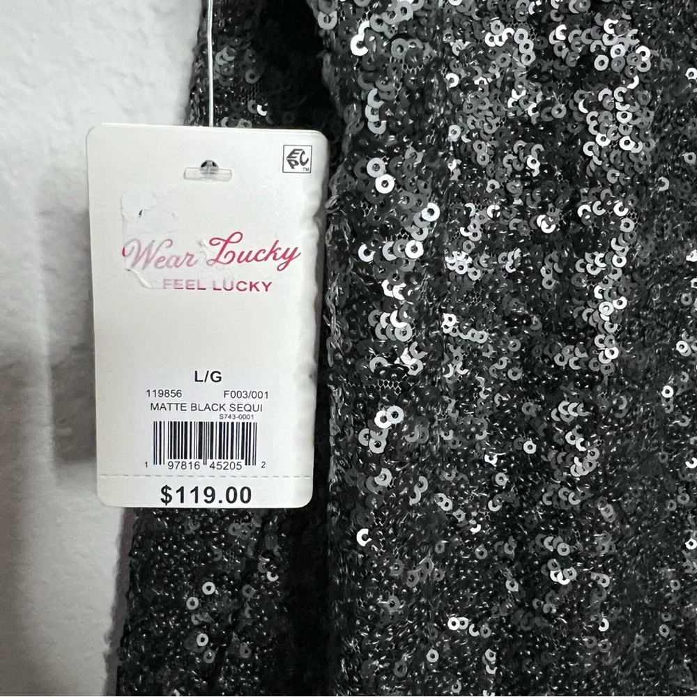 Lucky Brand women’s matte black sleeveless sequin shift mini dress size: Large - Picture 4 of 5